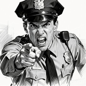 Angry Police Officer Pointing Finger