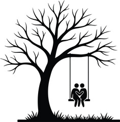 Couple on a Tree Swing Together.
