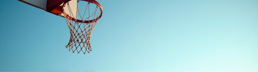 Basketball hoop with a net hanging from it