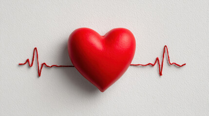 Red heart heartbeat cardiology health love medicine pulse healthcare romantic valentine