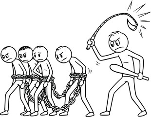 Cartoon Characters in Chains Being Whipped.
