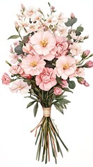 Fototapeta premium Blushing Blooms: A Watercolor Bouquet
