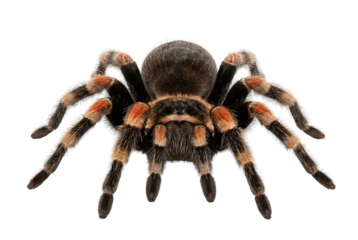 Mexican redknee tarantula on gray background