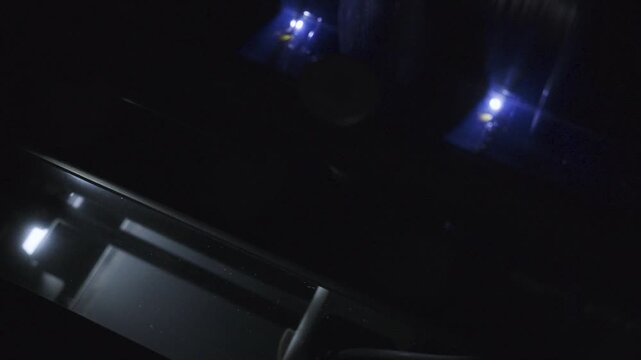 3D printing in progress in the dark