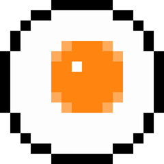 Pixel Art Fried Egg Icon, Fried Egg cartoon, Retro 8 Bit Food Illustration