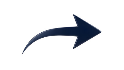 Curved Dark Blue Right Arrow Icon isolated PNG with Transparent Background