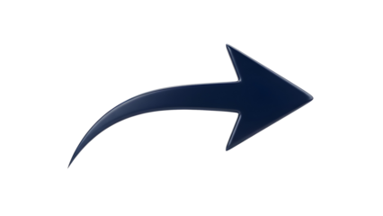 Curved Dark Blue Right Arrow Icon isolated PNG with Transparent Background
