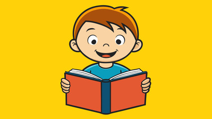 Vector illustration of a boy reading a book