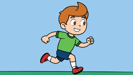 Vector illustration of a boy who plays sports, runs