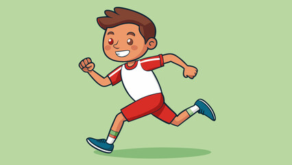 Vector illustration of a boy who plays sports, runs