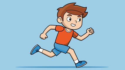 Vector illustration of a boy who plays sports, runs