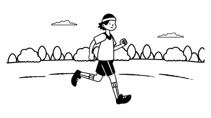 Vector illustration of a boy who plays sports, runs