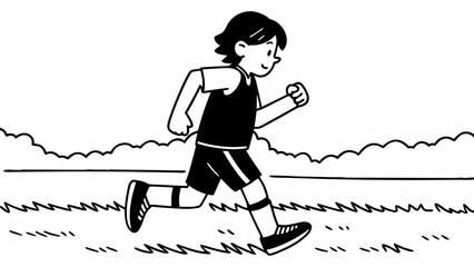 Vector illustration of a boy who plays sports, runs