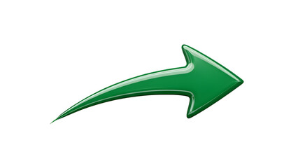 Glossy Green Curved Arrow Pointing Right isolated PNG with Transparent Background