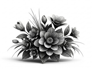 black and white sketch of flowers