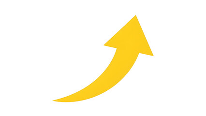 Yellow Curved Upward Arrow Icon isolated PNG with Transparent Background