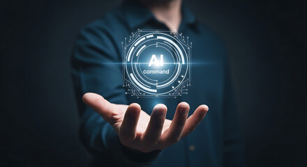 AI Command Control Future Technology Interface on Hand Artificial Intellect