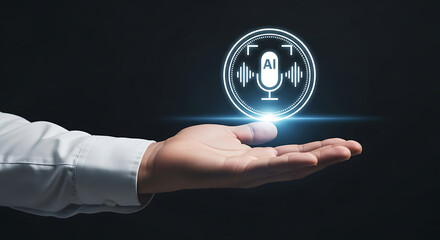 AI Voice Tech on Hand Artificial Intelligence Sound Innovation Speech