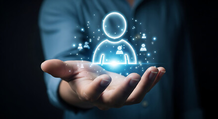 Digital network connection concept hr management team building technology