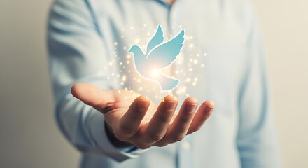 Hand Holding Dove Symbol Of Peace Hope Freedom Spirituality New Beginnings