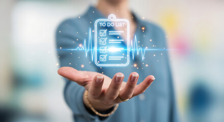 Holding Digital To Do List Task agement Productivity Organization