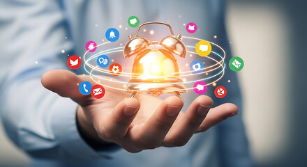 Hand Holding Time Social Media Icons Time agement Tech Digital Life