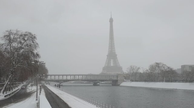 Eiffel Tower under the snow