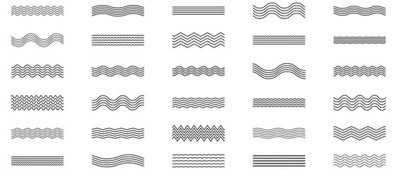 Waves line set. Wave ornament pattern. Waves lines, Wavy ornament . Set of zigzag Waves lines. Wavy horizontal and zigzag underline vector illustration.