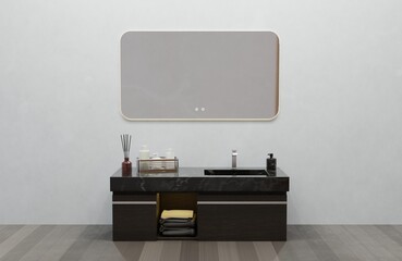 Modern Bathroom Vanity with Integrated Sink and Mirror