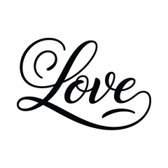 The word love written in elegant cursive script lettering