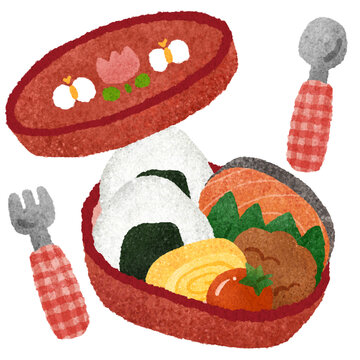 かわいいお弁当の手描きイラスト素材