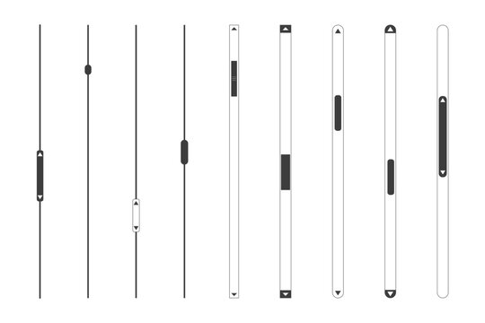Slide scroll bar set slider. UI control web elements. Scrollbar control panel for power, volume, brightness, Design elements for your website. simple modern graphic element for ui, infographic, icon