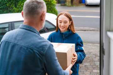 Delivery of a package at a home in the afternoon