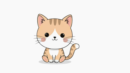 Obraz premium Adorable Kawaii Cartoon Ginger Kitten Vector Illustration