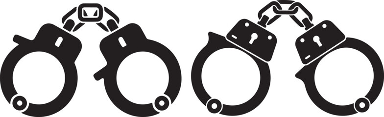 handcuff silhouette icon set vector.eps