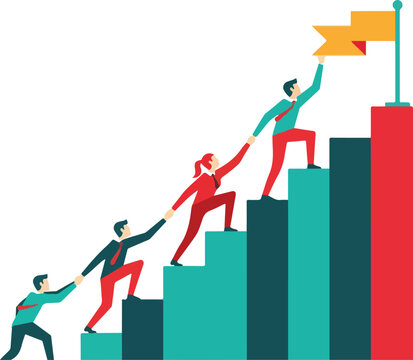 Climbing Business Graph with Colored People.