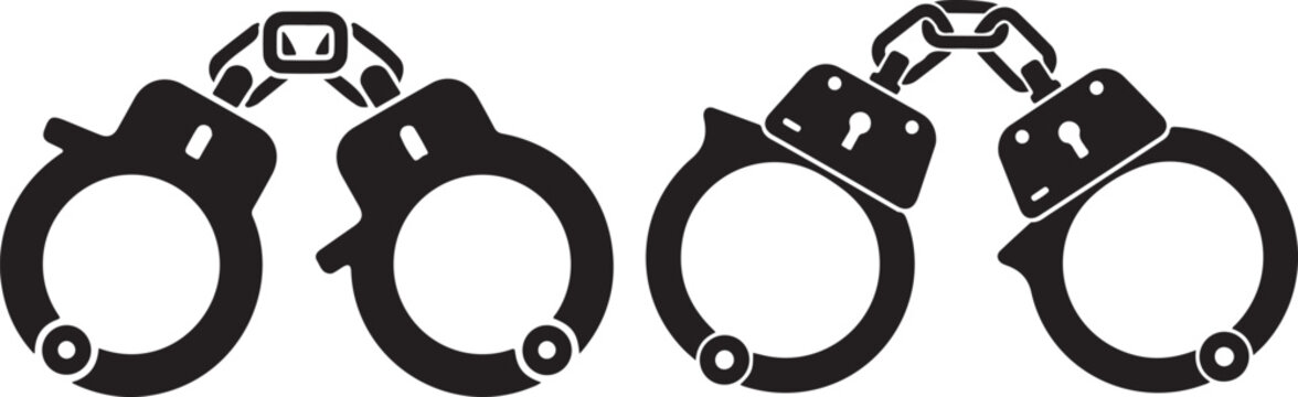 handcuff silhouette icon set vector.eps