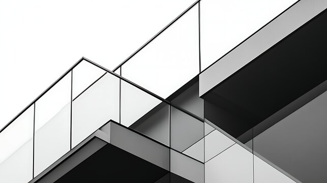 Modern glass office building with reflective windows against a blue sky - Powered by Adobe