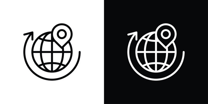 Globe Icon Sheet Black And White