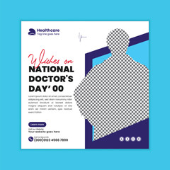 National Doctors Day Creative Medical Social Media Square Post Design Template
