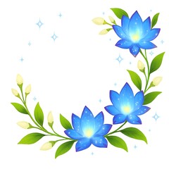 Abstract floral background featuring a blue watercolor flower pattern with pink blossom ornaments and summer leaf design for a nature-inspired spring wallpaper illustration