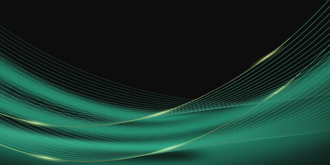 Soft green light background design with luxury gold effect elements.dark background