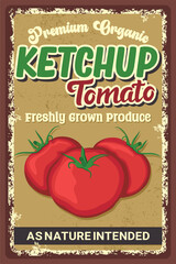 Vintage Ketchup Tomato Poster with Organic Produce Theme