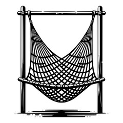 net, woven hanging two  poles for relaxing vector illustration image