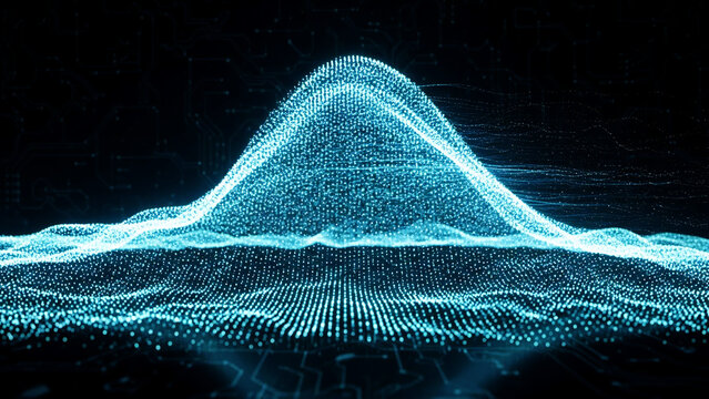 Illuminated data wave in digital space - Powered by Adobe