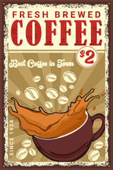 Vintage Fresh Brewed Coffee Poster Advertisement
