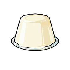 [Vector EPS]A delicious and smooth white pudding on a clear plate