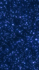 Deep blue starfield with glowing particles creating a cosmic space background and sense of infinite depth