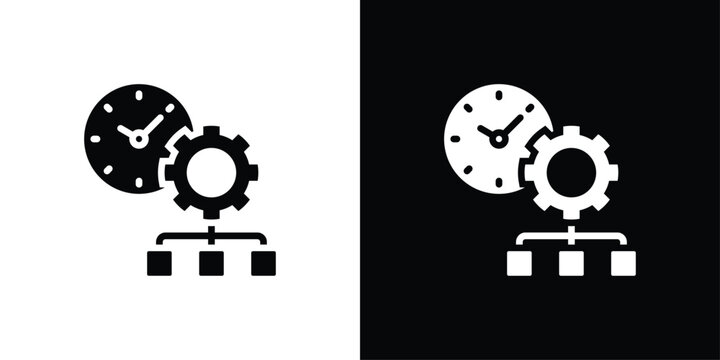 Time Management Icon Sheet Black And White