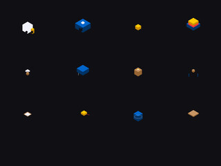 12 Isometric Global Logistics and Supply Chain Icons - 3D Shipping and Delivery Vector Set